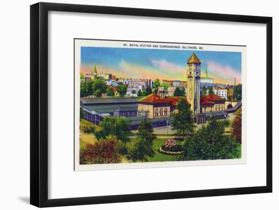 Baltimore, Maryland - Mt. Royal Station and Surrounding Grounds View-Lantern Press-Framed Art Print