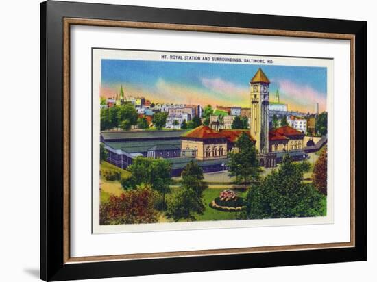 Baltimore, Maryland - Mt. Royal Station and Surrounding Grounds View-Lantern Press-Framed Art Print