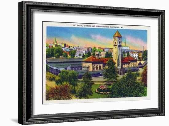 Baltimore, Maryland - Mt. Royal Station and Surrounding Grounds View-Lantern Press-Framed Art Print