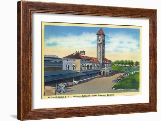 Baltimore, Maryland - Mt. Royal Station, Baltimore and Ohio Railroad View-Lantern Press-Framed Art Print