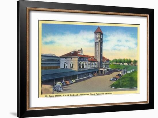 Baltimore, Maryland - Mt. Royal Station, Baltimore and Ohio Railroad View-Lantern Press-Framed Art Print