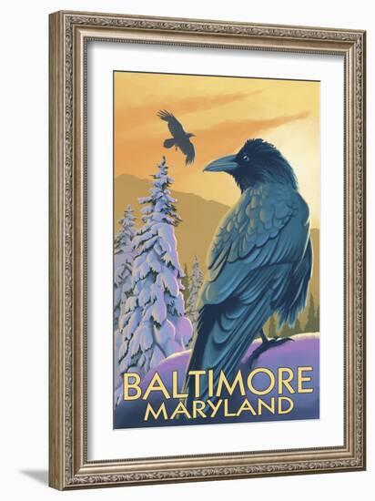 Baltimore, Maryland - Raven-Lantern Press-Framed Art Print