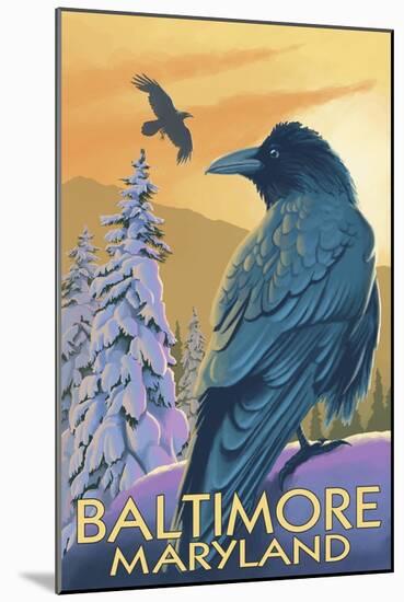 Baltimore, Maryland - Raven-Lantern Press-Mounted Art Print