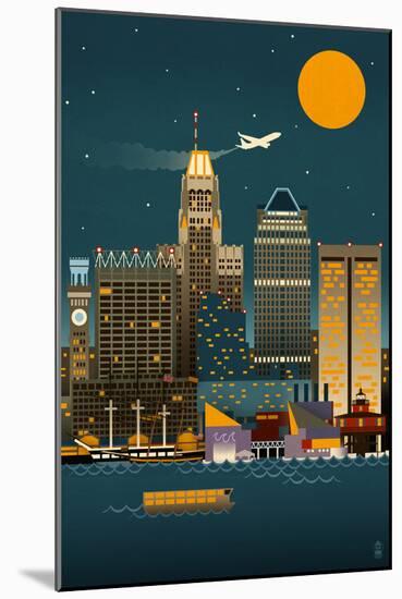 Baltimore, Maryland - Retro Skyline (no text)-Lantern Press-Mounted Art Print