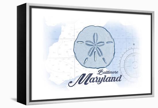 Baltimore, Maryland - Sand Dollar - Blue - Coastal Icon-Lantern Press-Framed Stretched Canvas