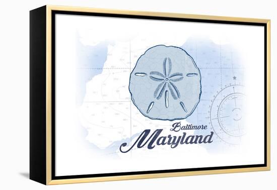 Baltimore, Maryland - Sand Dollar - Blue - Coastal Icon-Lantern Press-Framed Stretched Canvas