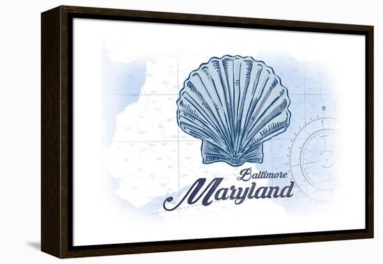 Baltimore, Maryland - Scallop Shell - Blue - Coastal Icon-Lantern Press-Framed Stretched Canvas