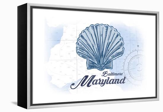 Baltimore, Maryland - Scallop Shell - Blue - Coastal Icon-Lantern Press-Framed Stretched Canvas