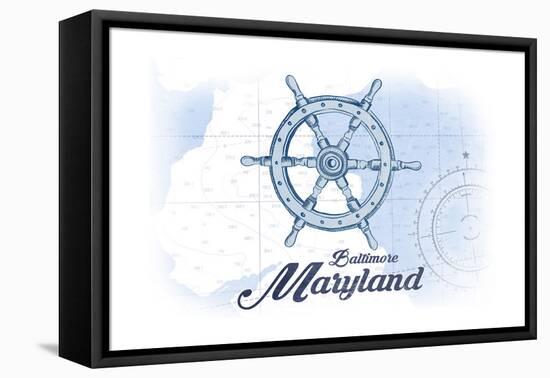 Baltimore, Maryland - Ship Wheel - Blue - Coastal Icon-Lantern Press-Framed Stretched Canvas