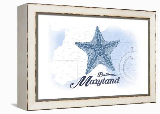 Baltimore, Maryland - Starfish - Blue - Coastal Icon-Lantern Press-Framed Stretched Canvas