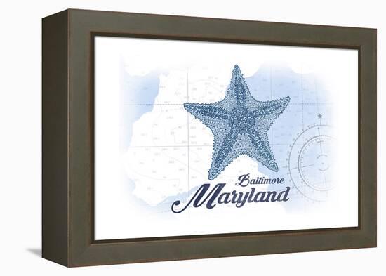 Baltimore, Maryland - Starfish - Blue - Coastal Icon-Lantern Press-Framed Stretched Canvas