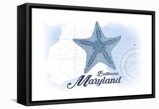 Baltimore, Maryland - Starfish - Blue - Coastal Icon-Lantern Press-Framed Stretched Canvas