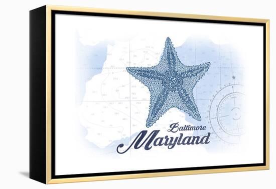 Baltimore, Maryland - Starfish - Blue - Coastal Icon-Lantern Press-Framed Stretched Canvas