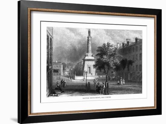 Baltimore, Maryland, Street View of the Battle Monument-Lantern Press-Framed Art Print
