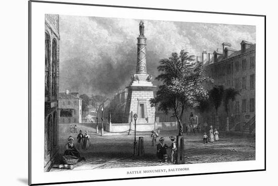 Baltimore, Maryland, Street View of the Battle Monument-Lantern Press-Mounted Art Print