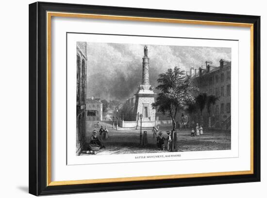 Baltimore, Maryland, Street View of the Battle Monument-Lantern Press-Framed Art Print