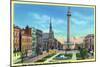 Baltimore, Maryland, View of Mount Vernon Place and Washington Monument-Lantern Press-Mounted Art Print