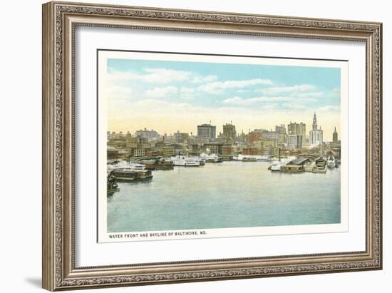 Baltimore Skyline and Waterfront, Baltimore, Maryland-null-Framed Art Print