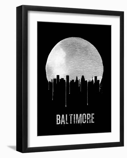 Baltimore Skyline Black-null-Framed Art Print