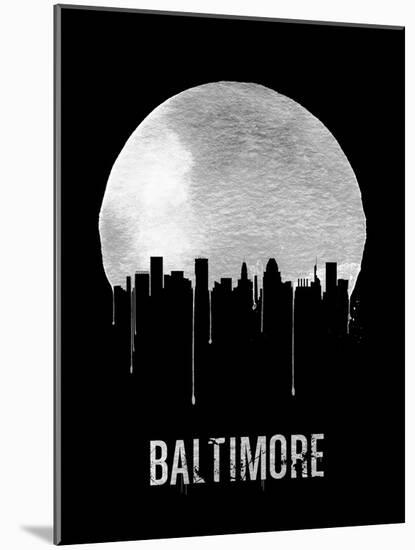 Baltimore Skyline Black-null-Mounted Art Print