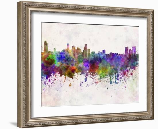 Baltimore Skyline in Watercolor Background-paulrommer-Framed Art Print