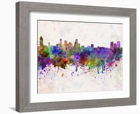 Baltimore Skyline in Watercolor Background-paulrommer-Framed Art Print