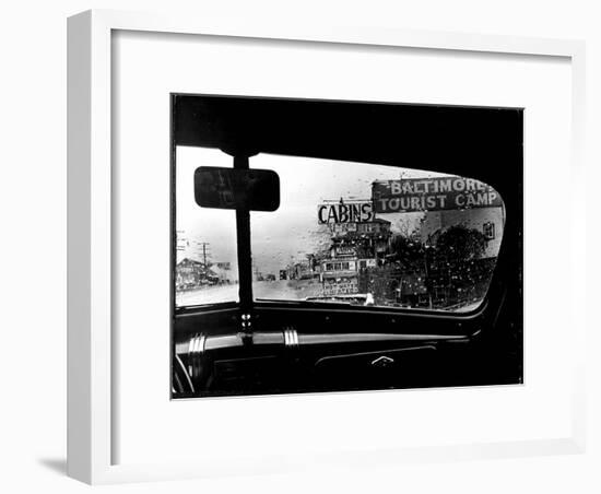 Baltimore Washington stretch of U.S. Highway is a clutter of signs through rain covered windshields-Margaret Bourke-White-Framed Premium Photographic Print