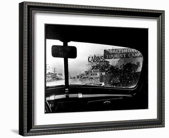 Baltimore Washington stretch of U.S. Highway is a clutter of signs through rain covered windshields-Margaret Bourke-White-Framed Photographic Print