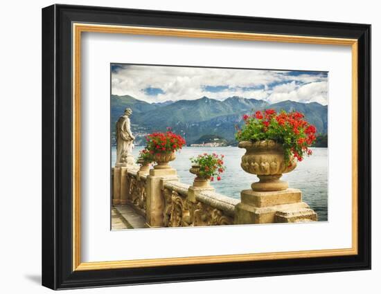 Balustrade With Lake View, Como, Italy-George Oze-Framed Photographic Print