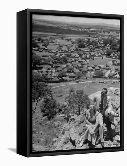 Bamangwato Tribal Chief Seretse Khama with Wife Ruth, Tribal Capital of Bechuanaland-Margaret Bourke-White-Framed Premier Image Canvas