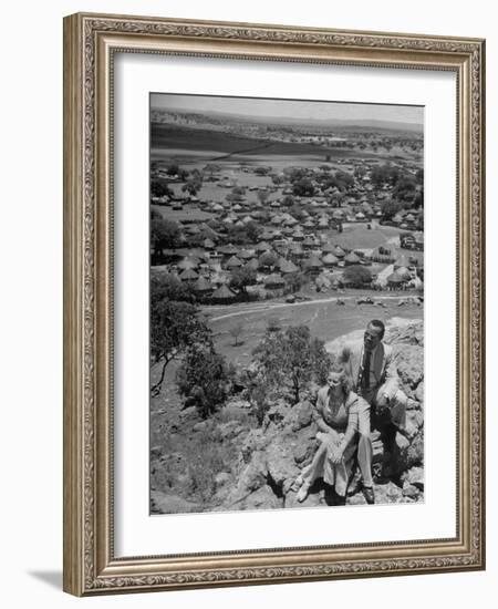 Bamangwato Tribal Chief Seretse Khama with Wife Ruth, Tribal Capital of Bechuanaland-Margaret Bourke-White-Framed Photographic Print