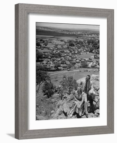 Bamangwato Tribal Chief Seretse Khama with Wife Ruth, Tribal Capital of Bechuanaland-Margaret Bourke-White-Framed Photographic Print