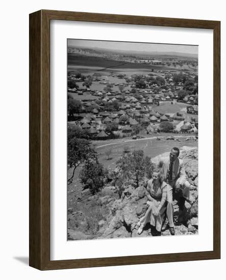 Bamangwato Tribal Chief Seretse Khama with Wife Ruth, Tribal Capital of Bechuanaland-Margaret Bourke-White-Framed Photographic Print