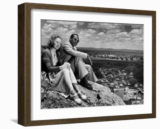 Bamangwato Tribal Chief Seretse Khama with Wife Ruth, Tribal Capital of Bechuanaland-Margaret Bourke-White-Framed Photographic Print