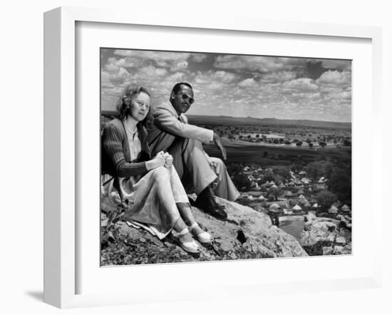 Bamangwato Tribal Chief Seretse Khama with Wife Ruth, Tribal Capital of Bechuanaland-Margaret Bourke-White-Framed Photographic Print