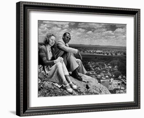 Bamangwato Tribal Chief Seretse Khama with Wife Ruth, Tribal Capital of Bechuanaland-Margaret Bourke-White-Framed Photographic Print