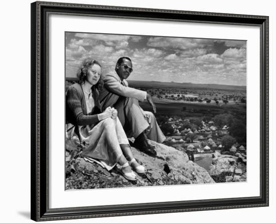 Bamangwato Tribal Chief Seretse Khama with Wife Ruth, Tribal Capital of Bechuanaland-Margaret Bourke-White-Framed Photographic Print