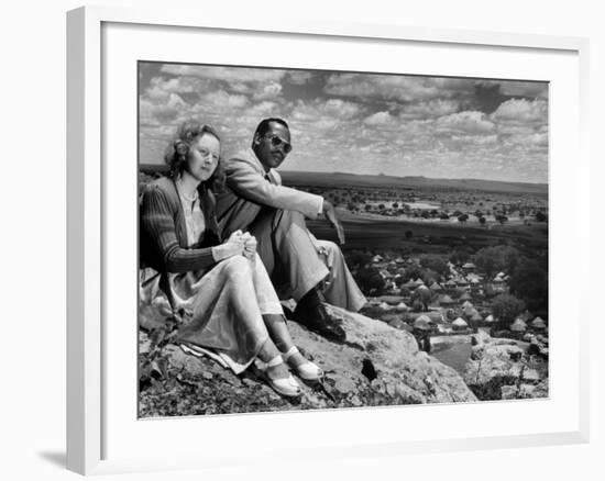 Bamangwato Tribal Chief Seretse Khama with Wife Ruth, Tribal Capital of Bechuanaland-Margaret Bourke-White-Framed Photographic Print