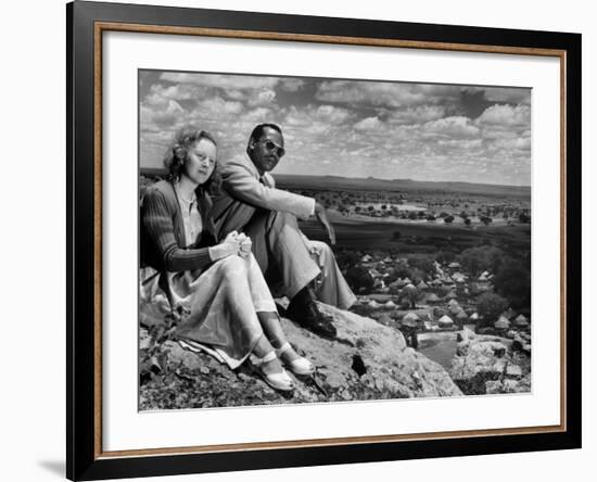 Bamangwato Tribal Chief Seretse Khama with Wife Ruth, Tribal Capital of Bechuanaland-Margaret Bourke-White-Framed Photographic Print