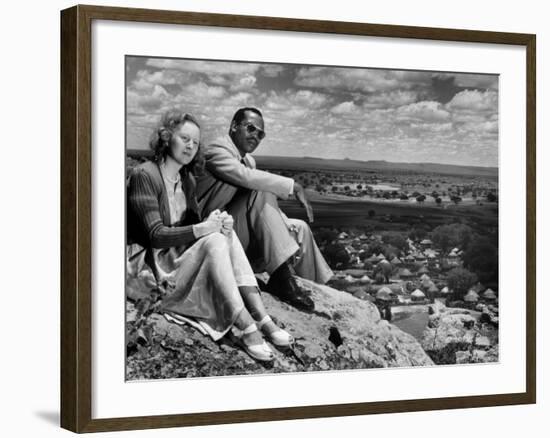 Bamangwato Tribal Chief Seretse Khama with Wife Ruth, Tribal Capital of Bechuanaland-Margaret Bourke-White-Framed Photographic Print