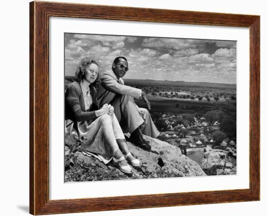 Bamangwato Tribal Chief Seretse Khama with Wife Ruth, Tribal Capital of Bechuanaland-Margaret Bourke-White-Framed Photographic Print