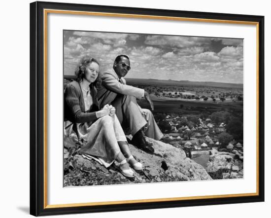 Bamangwato Tribal Chief Seretse Khama with Wife Ruth, Tribal Capital of Bechuanaland-Margaret Bourke-White-Framed Photographic Print