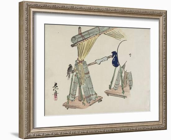 Bamboo Blinds Vending Stand-Shibata Zeshin-Framed Giclee Print