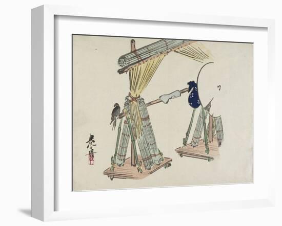 Bamboo Blinds Vending Stand-Shibata Zeshin-Framed Giclee Print