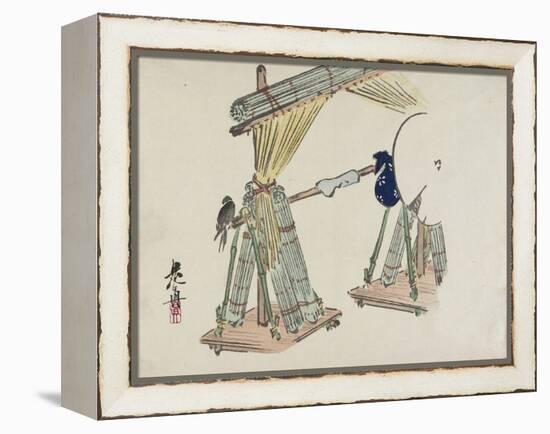 Bamboo Blinds Vending Stand-Shibata Zeshin-Framed Premier Image Canvas