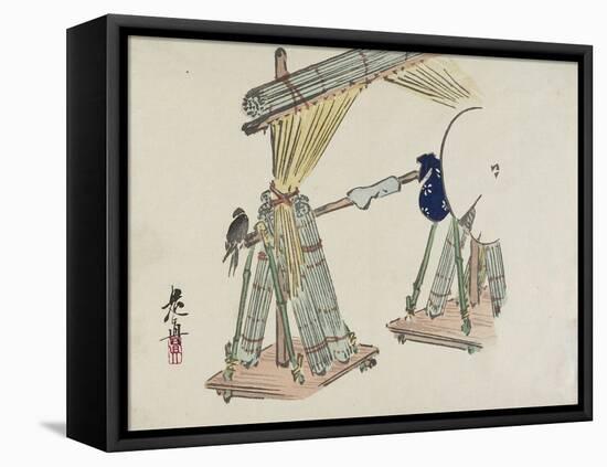 Bamboo Blinds Vending Stand-Shibata Zeshin-Framed Premier Image Canvas