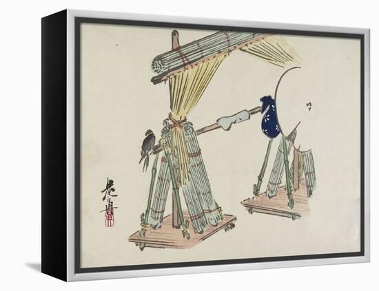 Bamboo Blinds Vending Stand-Shibata Zeshin-Framed Premier Image Canvas