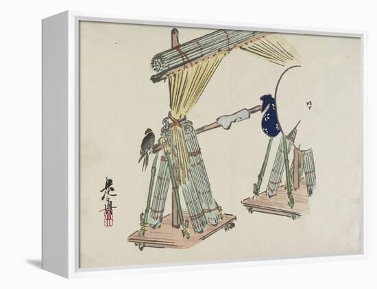 Bamboo Blinds Vending Stand-Shibata Zeshin-Framed Premier Image Canvas