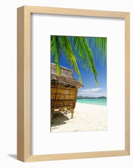 Bamboo Hut On A Tropical Beach-null-Framed Art Print