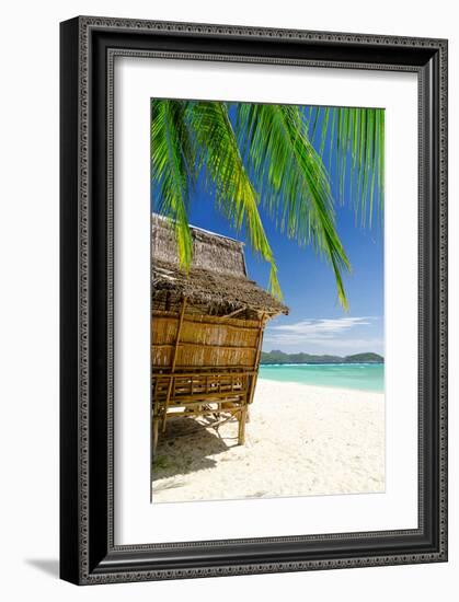 Bamboo Hut On A Tropical Beach-null-Framed Art Print